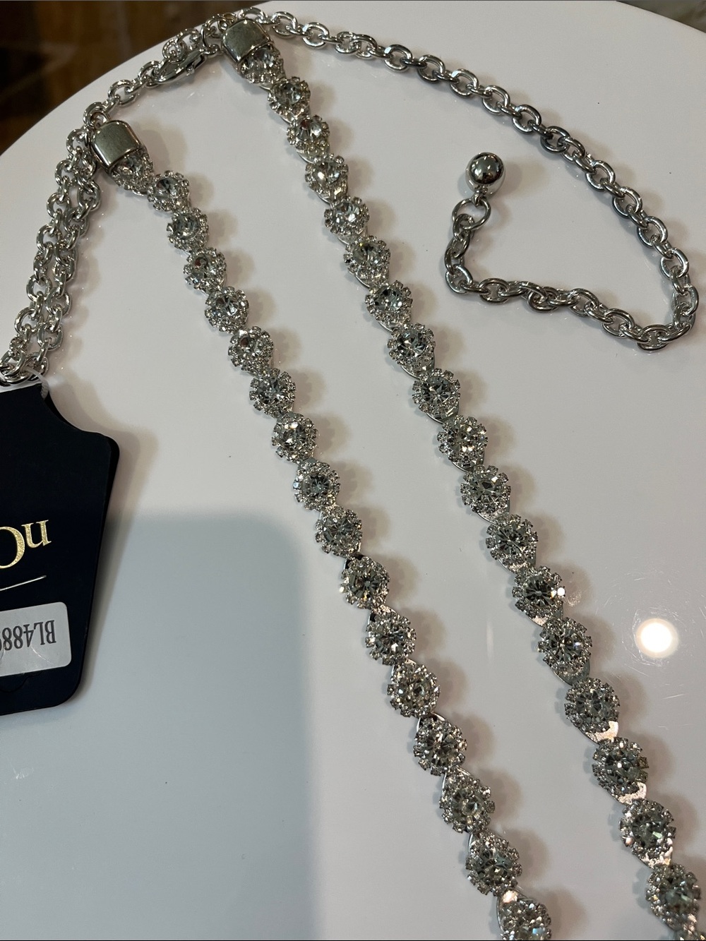 nOir Jewelry Silver Crystal Station BELT BRAND NEW STUNNING - Picture 6 of 7